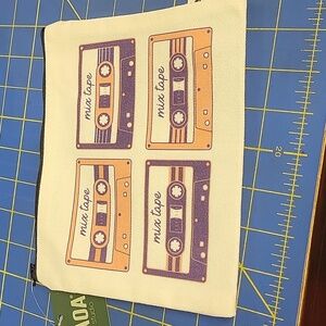 AOA Studio Cream Canvas Pouch 8' x 6.5' New Mixed Tapes 1980s NEW